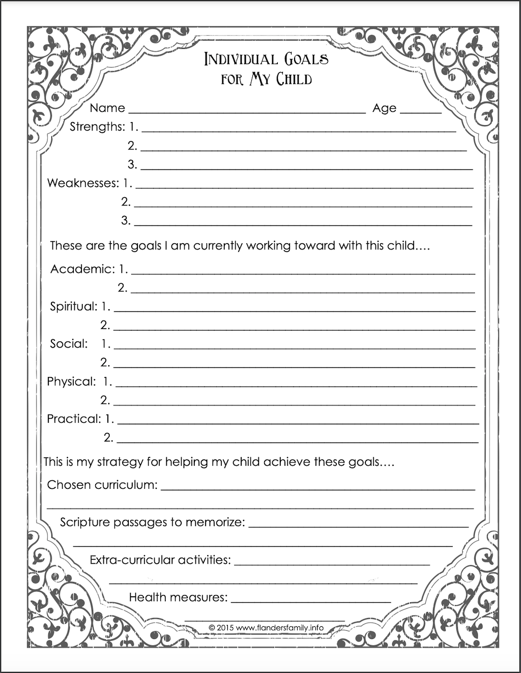 Free Printable Goal Setting Worksheets - Flanders Family Home Life
