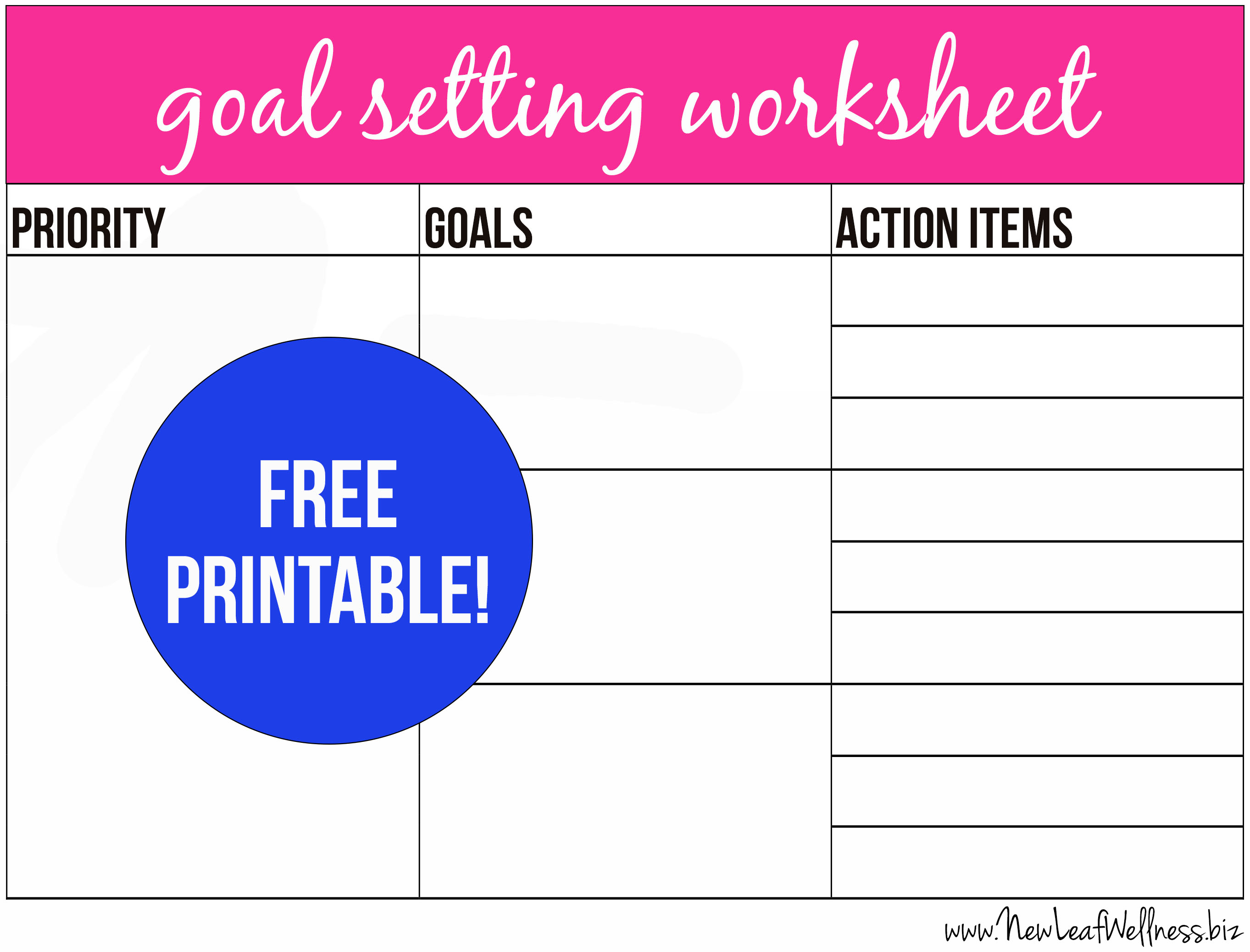 Free printable goal setting worksheet and instructions | The ...