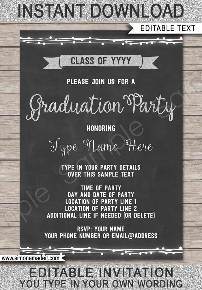 Graduation Party Invitation template - silver