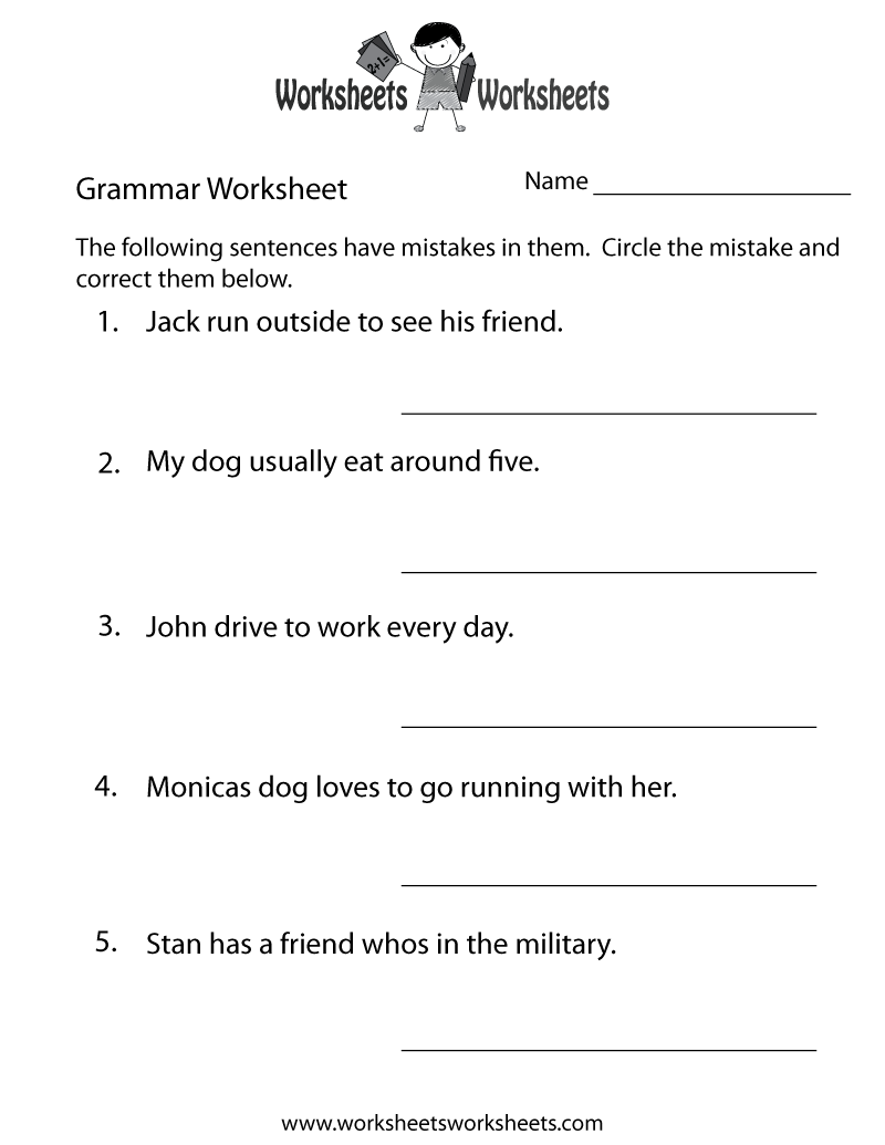 free printable grammar worksheet for high school
