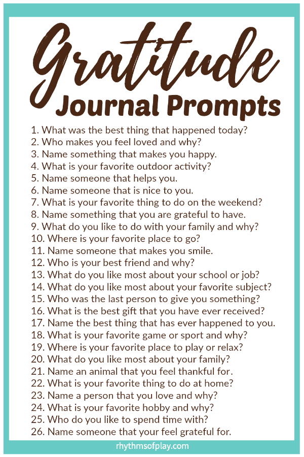 Gratitude Journal Prompts Printable - Rhythms of Play