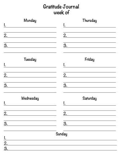 Free Printable Gratitude Journal Page