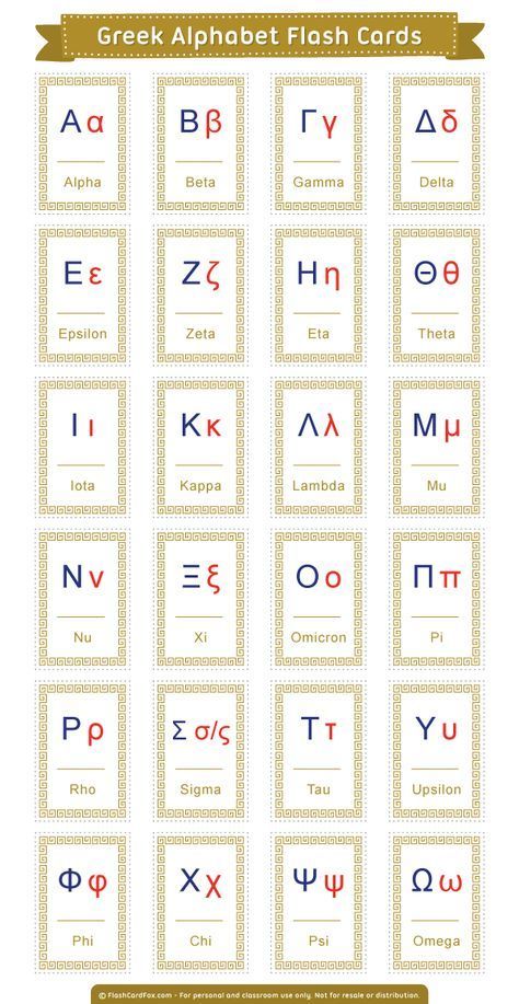 Printable Greek Alphabet Flash Cards