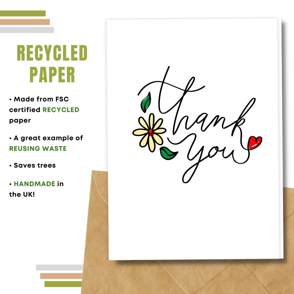 Plastic Free Greeting Card, Thank You Handwritten