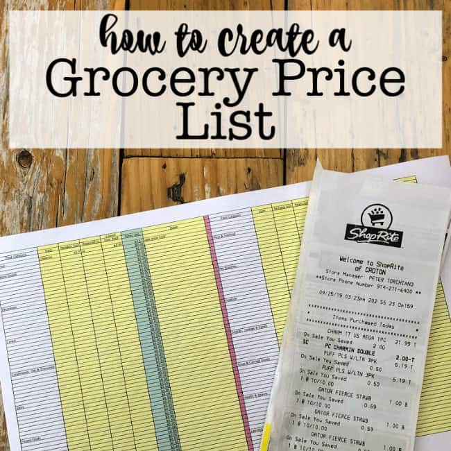 free printable grocery price list
