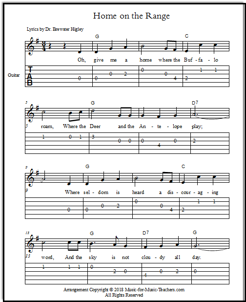 free printable guitar sheet music with lyrics