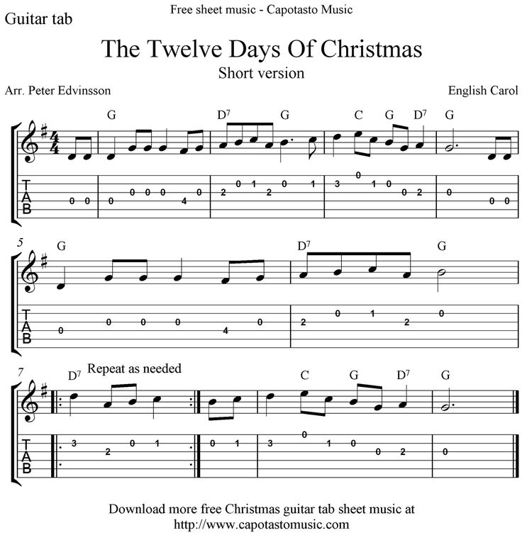 the-twelve-days-of-christmas-free-guitar-tablature-sheet-music-worksheets-library for Free Printable 12 Days Of Christmas Sheet Music The Twelve Days Of Christmas, free guitar tablature sheet music - Worksheets Library for Free Printable 12 Days Of Christmas Sheet Music