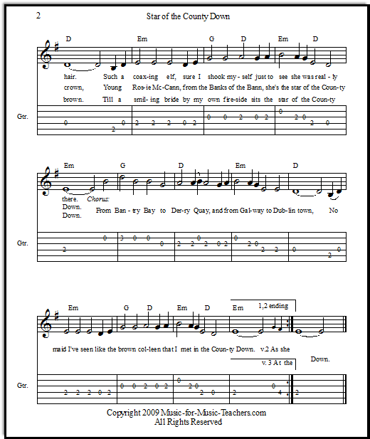 free printable guitar sheet music with lyrics