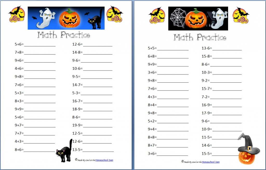 free printable halloween maths worksheet