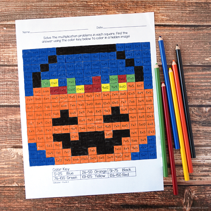 Free Printable Halloween Mystery Multiplication Worksheets | artsy ...