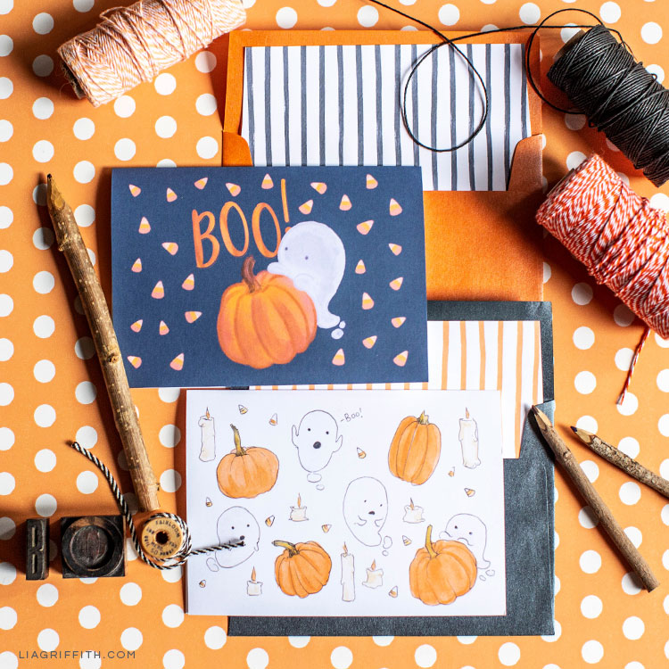 free printable halloween note cards