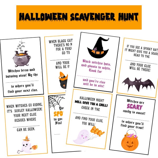free printable halloween scavenger hunt list