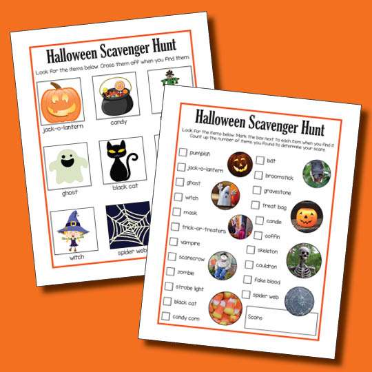 free printable halloween scavenger hunt list