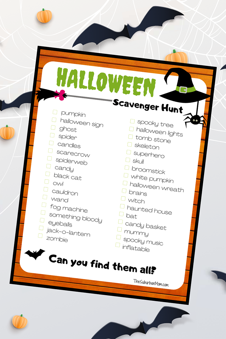 free printable halloween scavenger hunt list