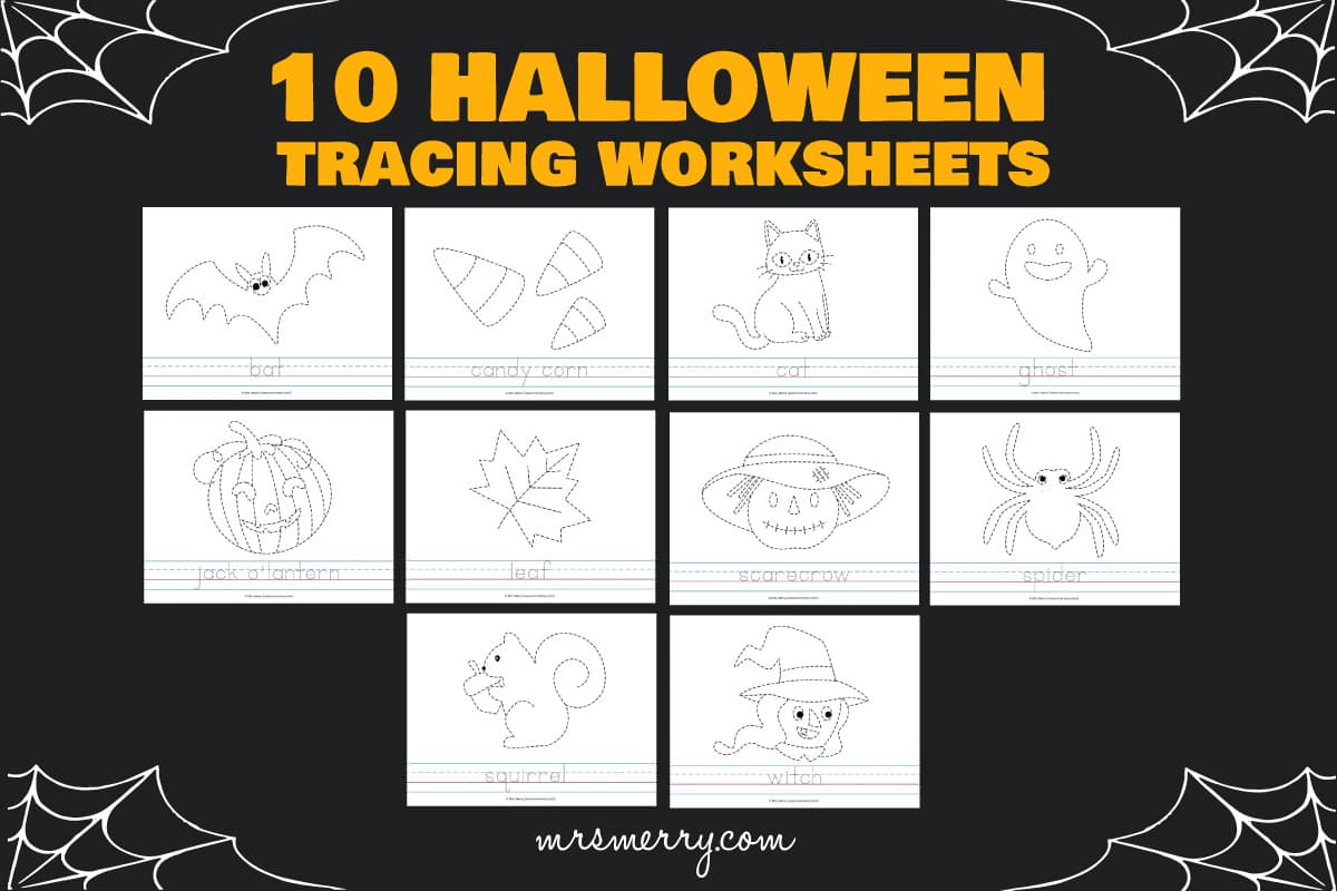 10 Halloween Tracing Worksheets | Free Printables | Mrs. Merry