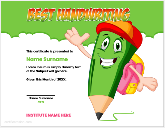 free printable handwriting awards