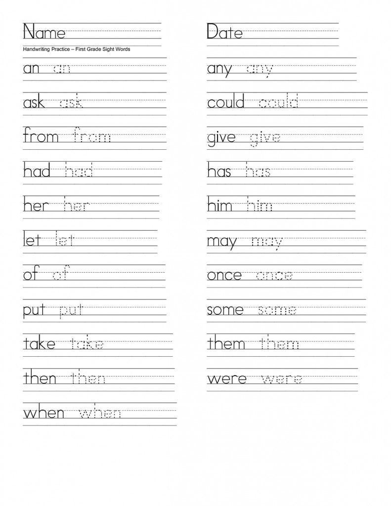 free printable handwriting worksheets grade 1