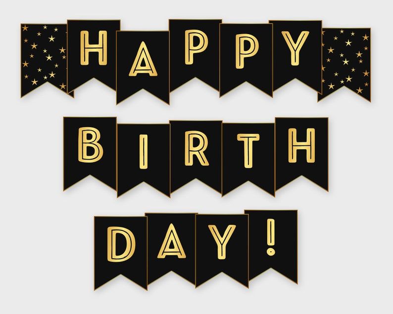 free printable happy birthday banner black