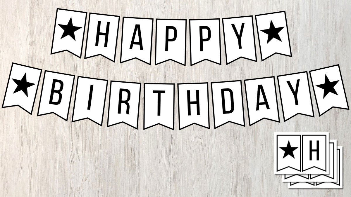 free printable happy birthday banner black