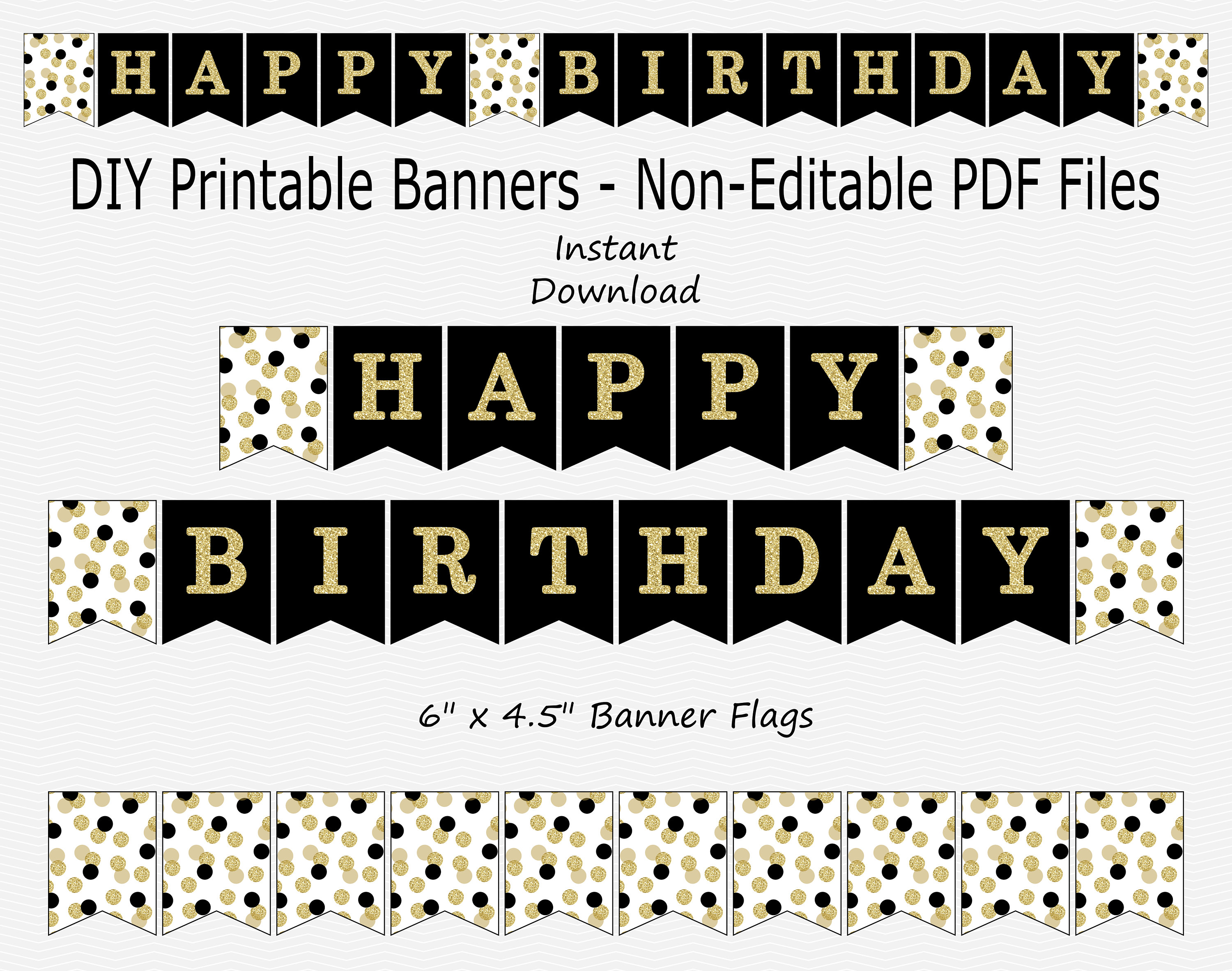 free printable happy birthday banner black