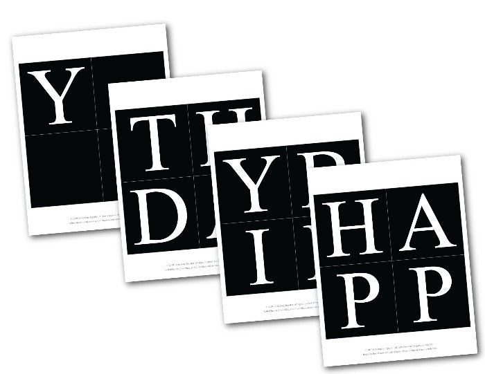 free printable happy birthday banner black