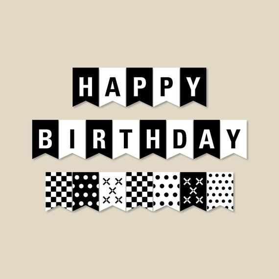 free printable happy birthday banner black