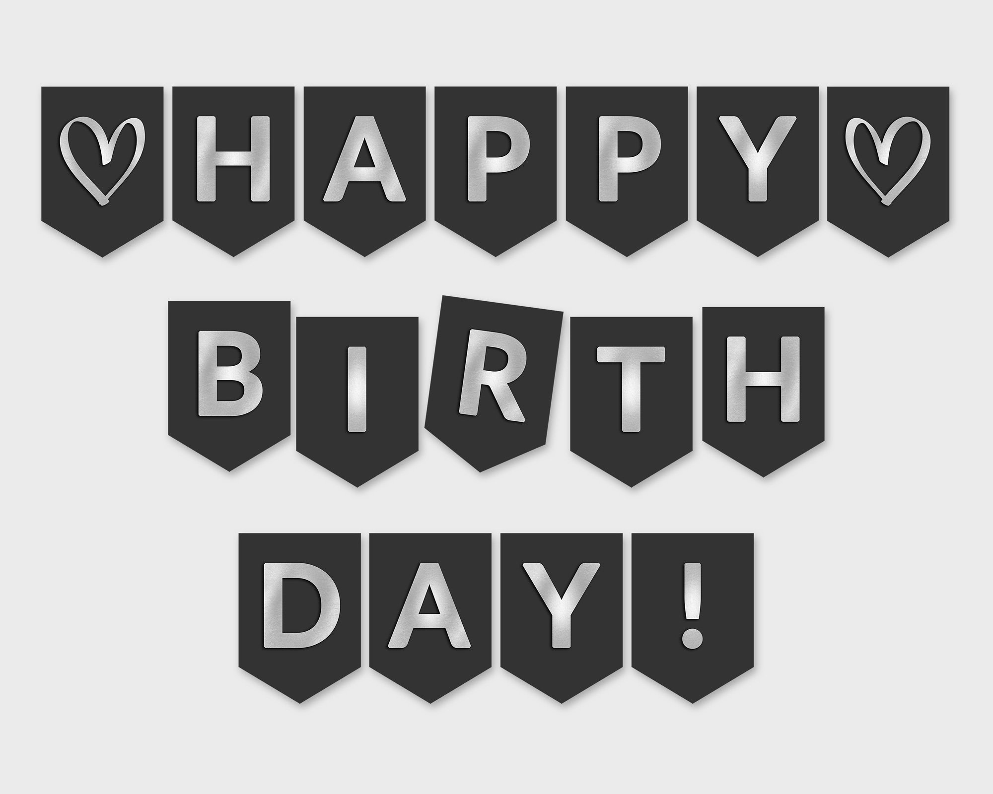 free printable happy birthday banner black