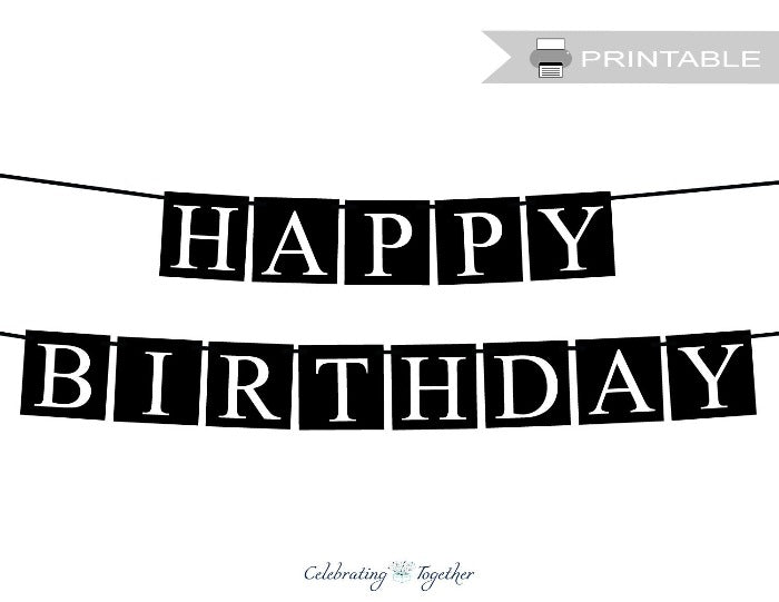 free printable happy birthday banner black