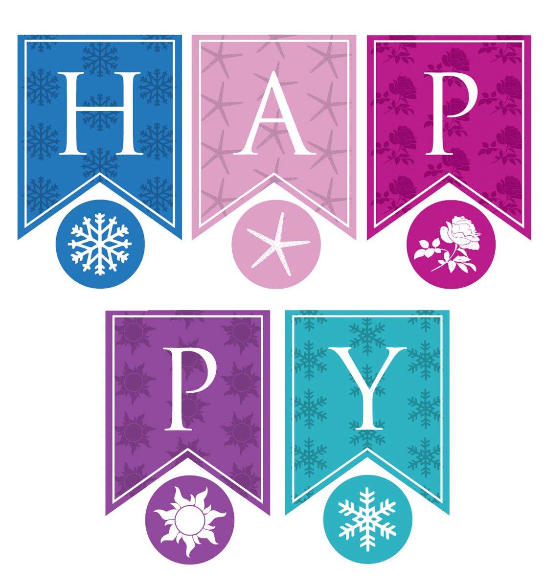free printable happy birthday banner princess