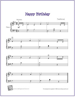 free printable happy birthday piano sheet music