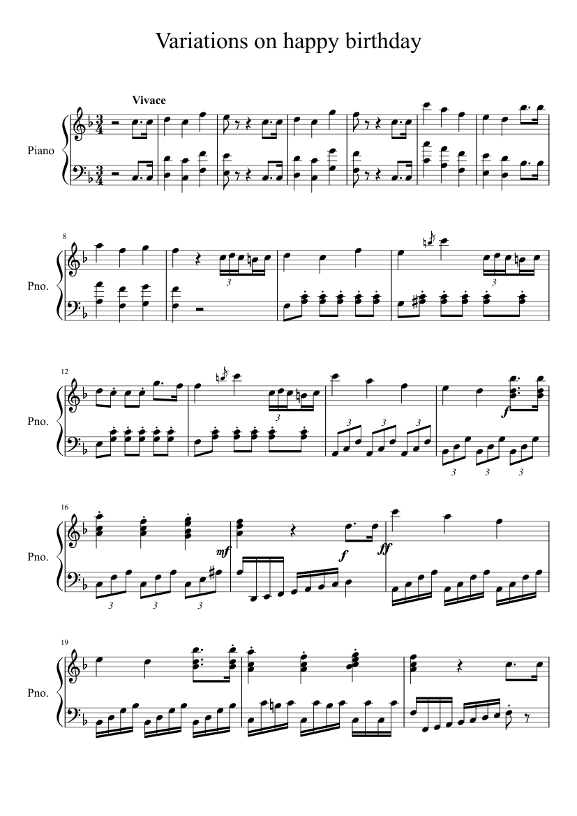 free printable happy birthday piano sheet music