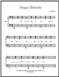 free printable happy birthday piano sheet music
