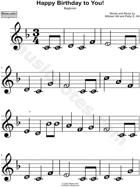 free printable happy birthday piano sheet music