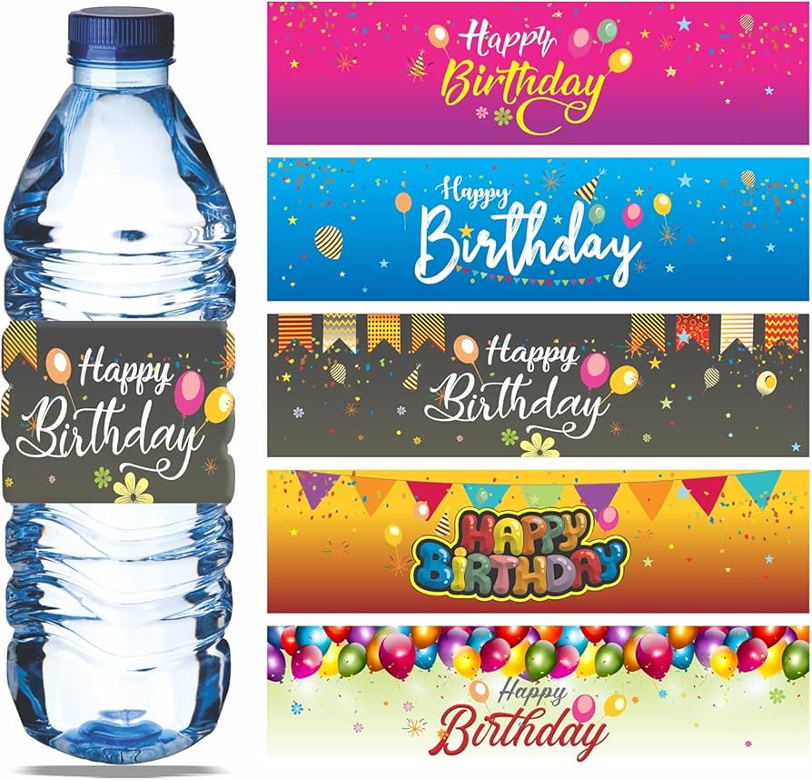 free printable happy birthday water bottle label wraps
