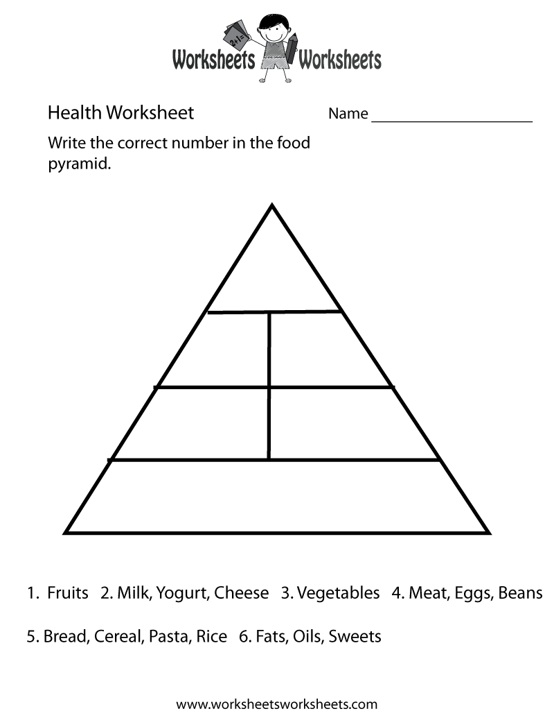 free printable health worksheet