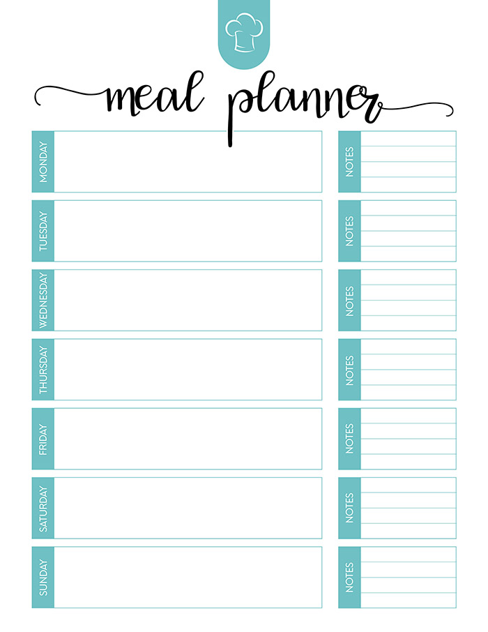 free printable healthy meal planner