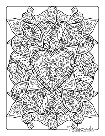free printable heart mandala coloring pages