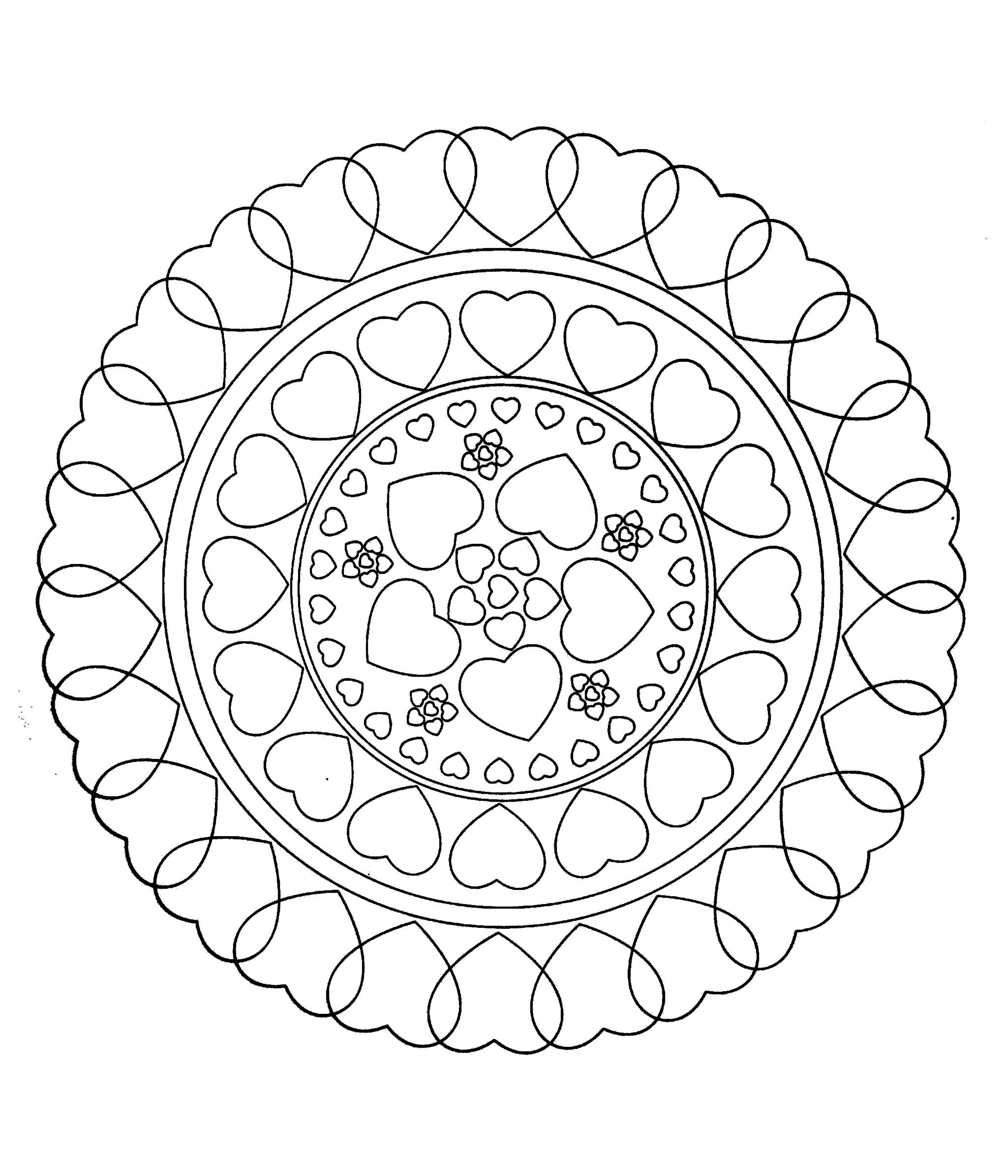 free printable heart mandala coloring pages