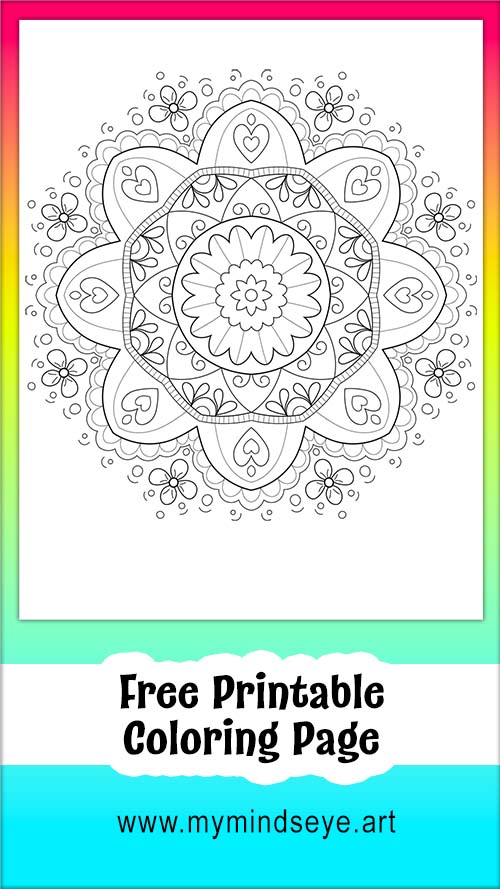 free printable heart mandala coloring pages