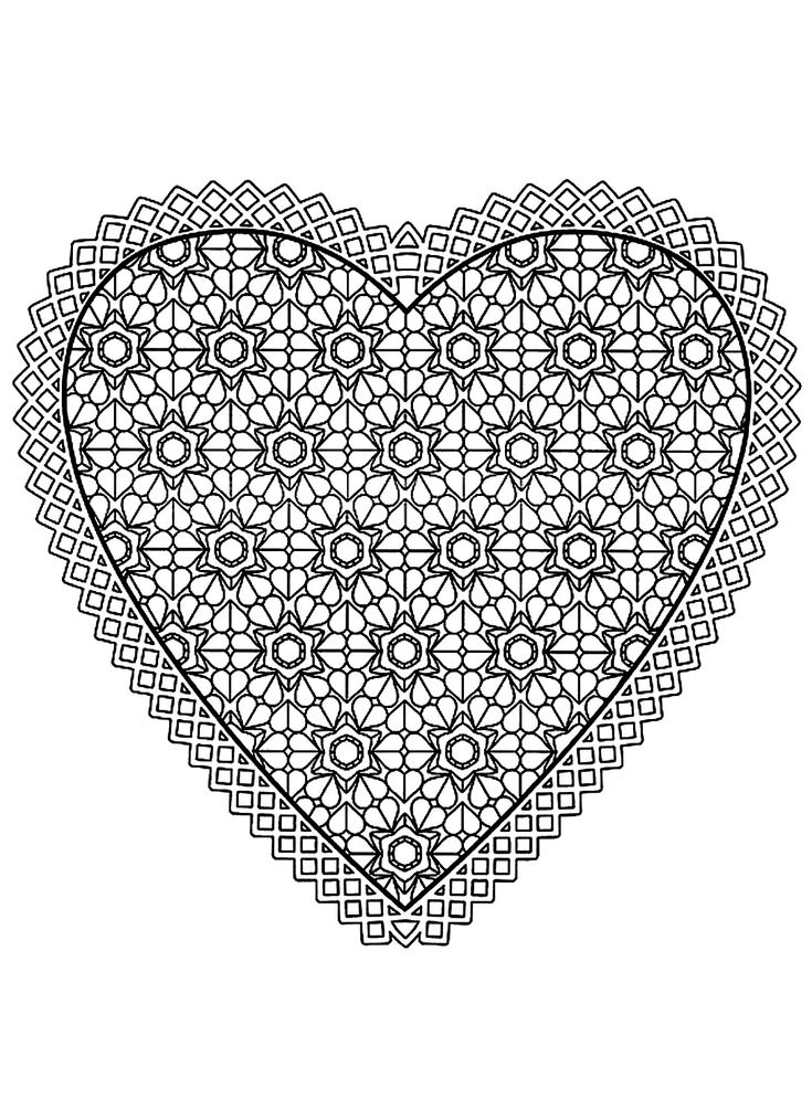 free printable heart mandala coloring pages