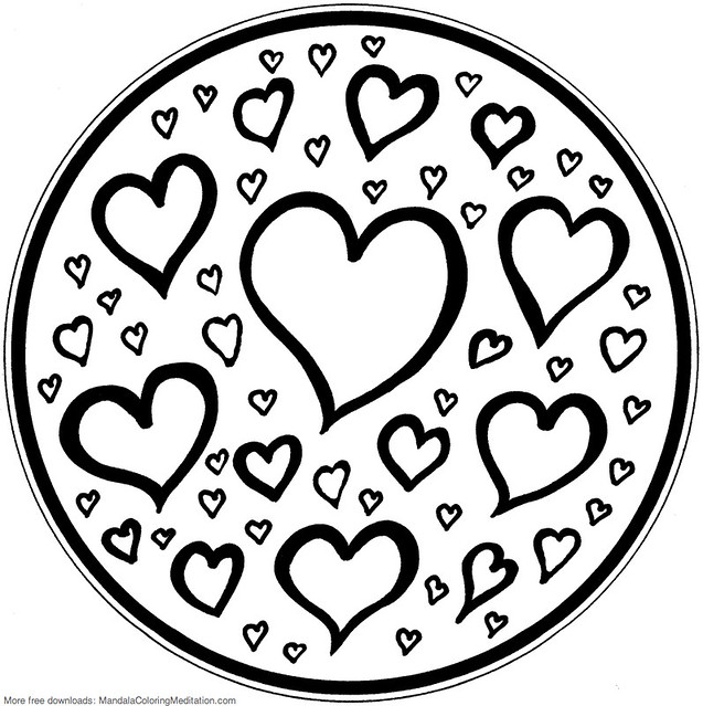 free printable heart mandala coloring pages