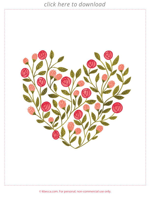 Free Printable Floral Heart Wall Art #wallart #freeprintable