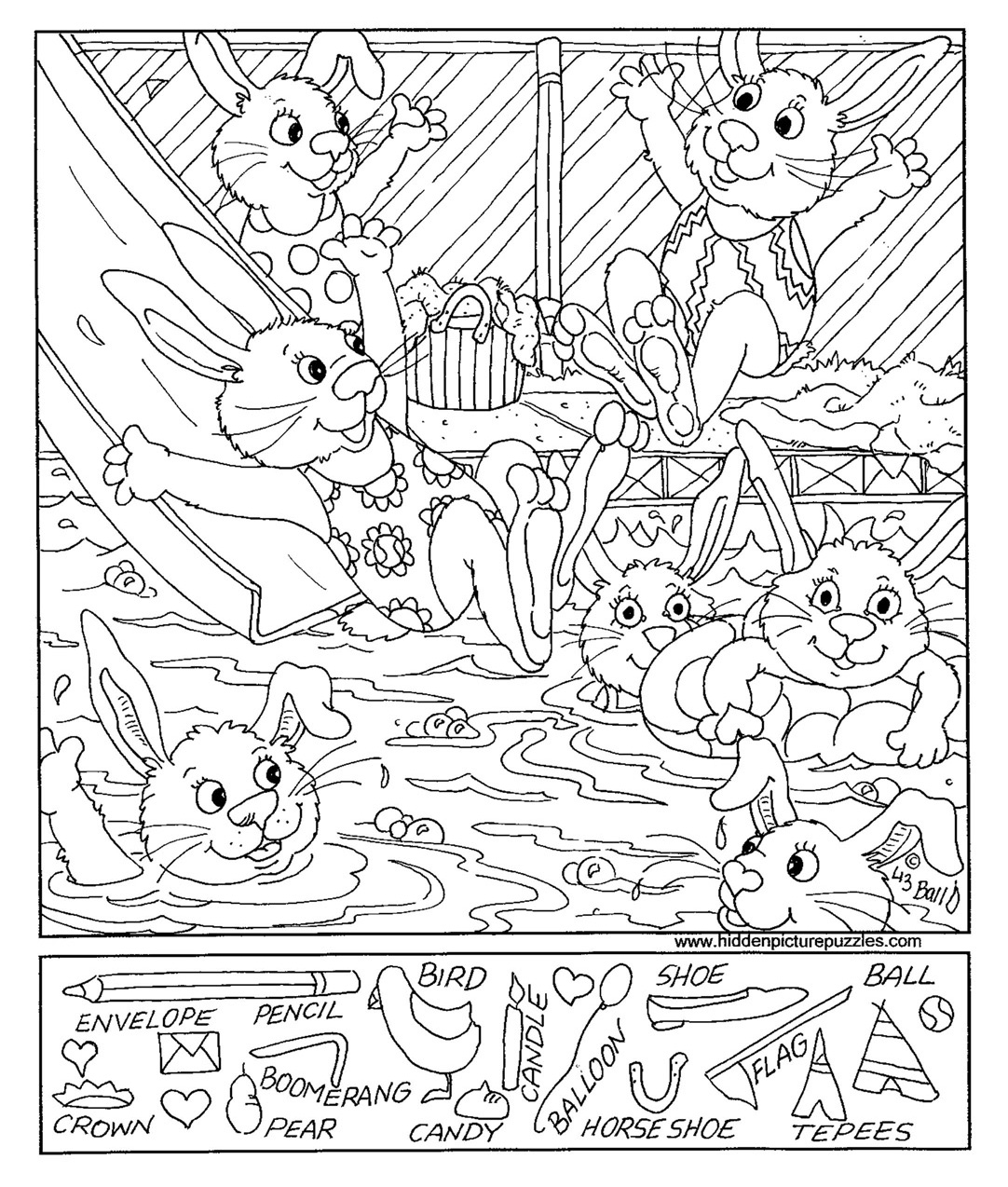 Happy Easter Hidden Pictures / Coloring Page — Jeanie Neal Face-Up ...