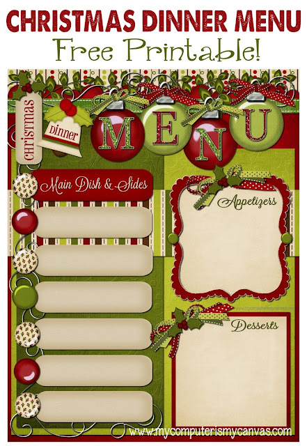 free printable holiday menu planner