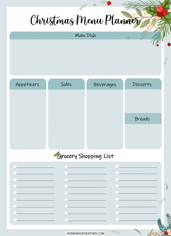 free printable holiday organizer