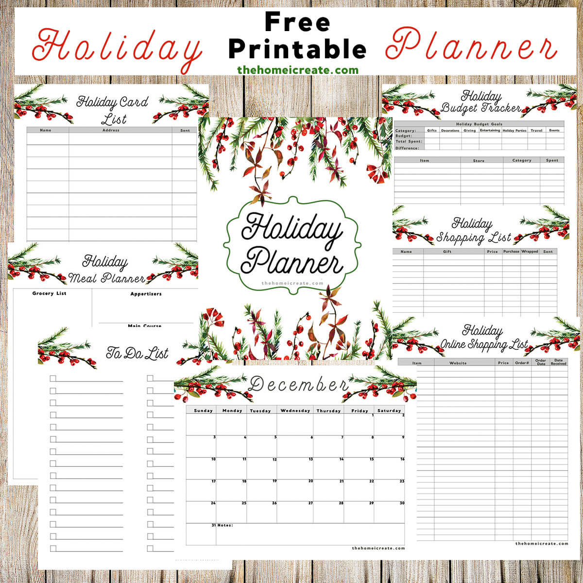 free printable holiday organizer