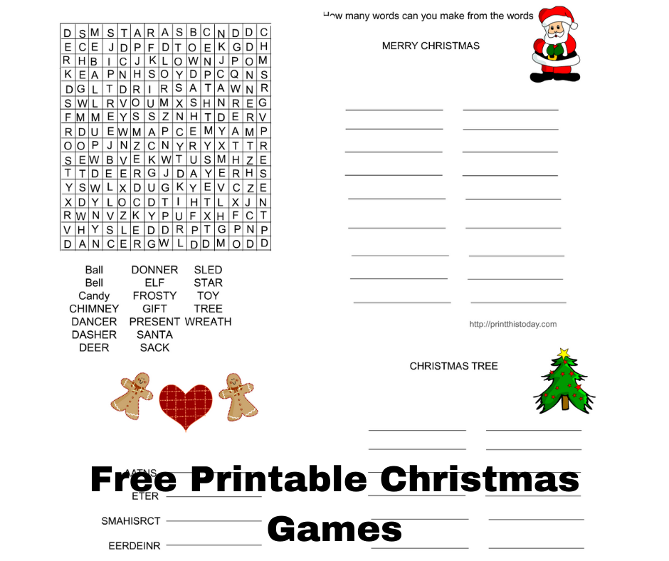 free printable holiday word games