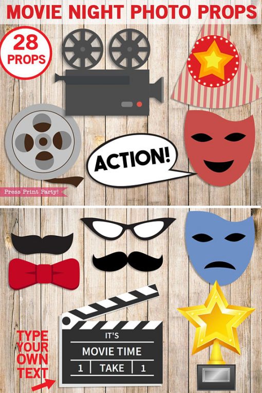 free printable hollywood photo booth props