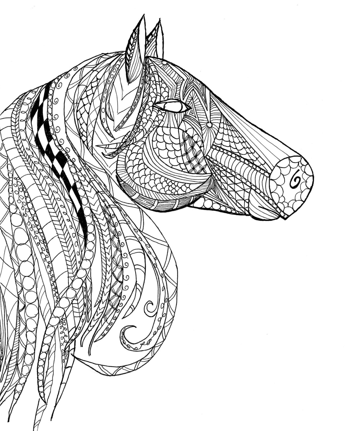 free printable horse head coloring pages