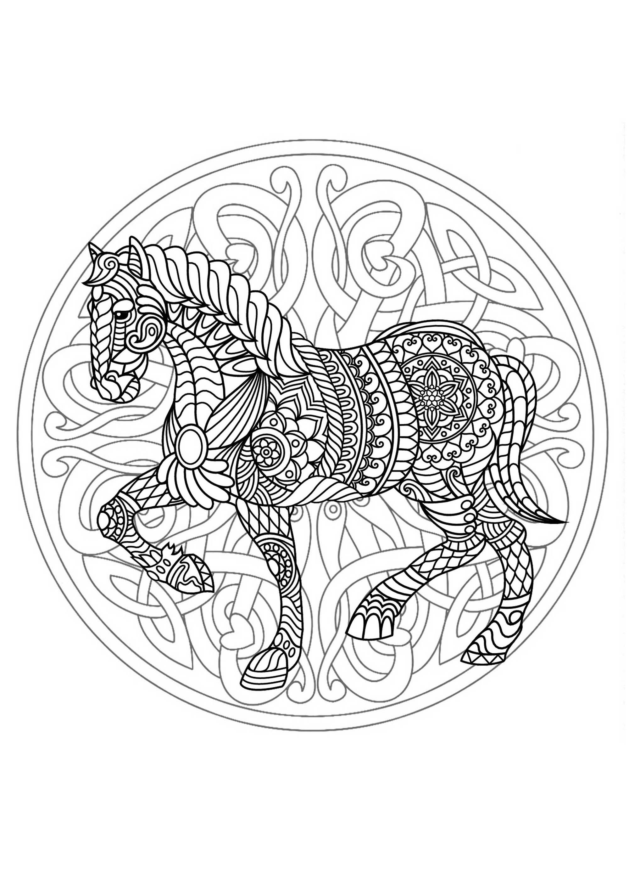 free printable horse mandalas